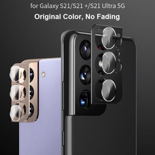 2PCS For Samsung Galaxy S21 Ultra Plus 2 in 1 Lens Protector Ring Camera Tempered Glass Len Film for S21 Metal Ring Cover