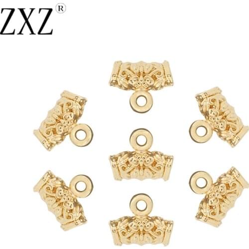 ZXZ 20pcs Gold Tone Clip Bail Spacer Beads Charms Pendants Clasps Connectors For Bracelet Necklace DIY Jewelry Making