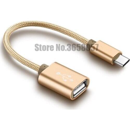 200pcs 15cm Braided Type-C to USB 2.0/3.0 Female Adapter OTG Data Cable Cord adapter for samsung s8 s9 Aluminium