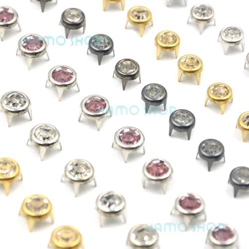 50pcs/lot7mm Round A Grade Rhinestone Crystal Studs Spot Spikes Rivets Punk Leather Craft Bag