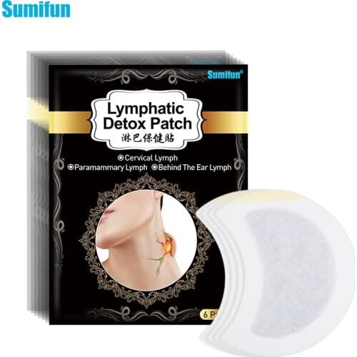 Sumifun 6pcs Lymphatic Detox Patch Hot Neck Anti-Swelling Herbs Sticker LymphPads Medical Plaster Body Relaxation Health Care