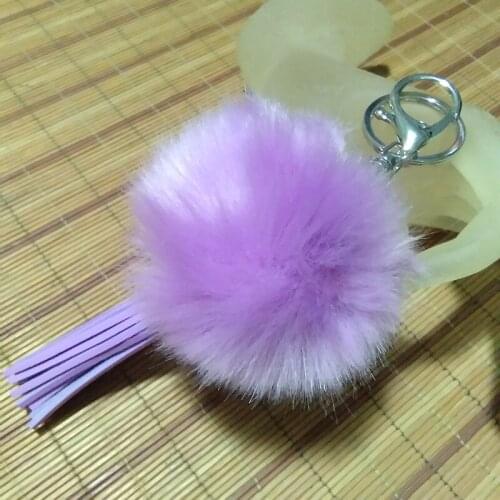 New Leather Tail Pompon Key Chain 8 cm Fluffy Fake Fur Ball Key Ring Cute Pendant Bag Charming Car Key Holder Personality Gifts