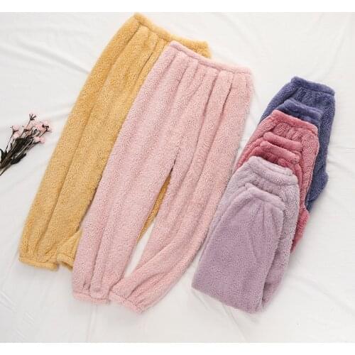 Pants for Ladies 5XL Large Size Winter Thick Warm Sleep Bottoms Flanne for Girls Women Bottoms Pant Women Elastic Waist