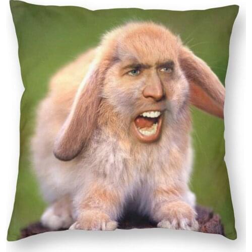 Nicolas Cage Rabbit Face Pillowcase Soft Polyester Cushion Cover Decor Throw Pillow Case Cover Home Dropshipping 45*45cm