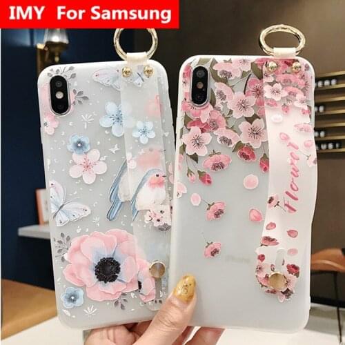 Flower Holder phone case For Samsung Galaxy A50 A51 A71 A70 A30 A20 S9 S8 S10 S20 plus Ultra Note 8 9 10 plus Wrist Strap case