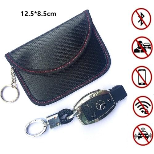 Faraday Card Car Key Bag FOB Signal Blocker Bags RFID Shield Pull Ring Keys Wallet Case Organizer for Privacy Protection BAG1045