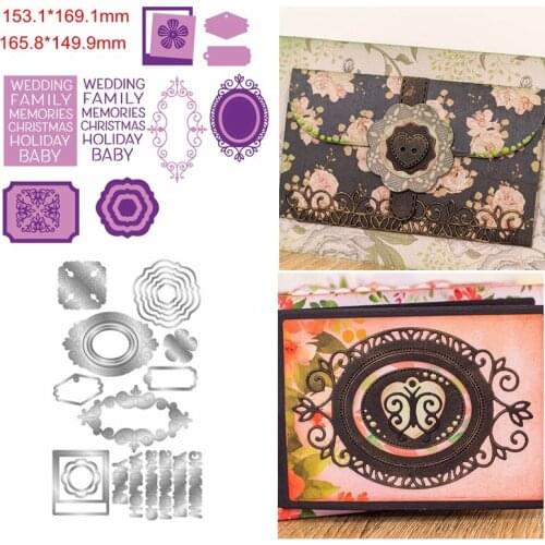 Flower Lace Letter Alphabet Layered Hollowed Square Round Frame Metal Cutting Dies Making Cards DIY Dies Decoration Album Photos
