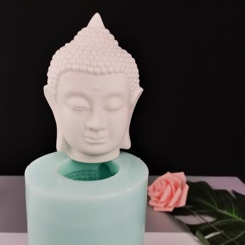 Buddha Head 3D Gypsum Silicone Mold Plaster Statue Home Decoration Tools Buddha Head Religious Sculpture Cement Mould