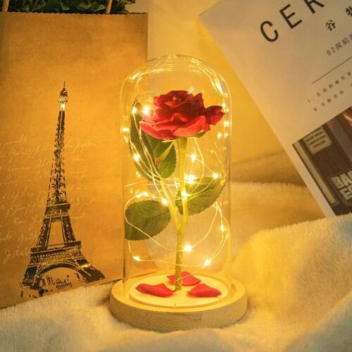 Beauty And The Beast Artificial Eternal Rose LED Light Dome For Interior Decoration Anniversary Wedding Valentines Mothers Day