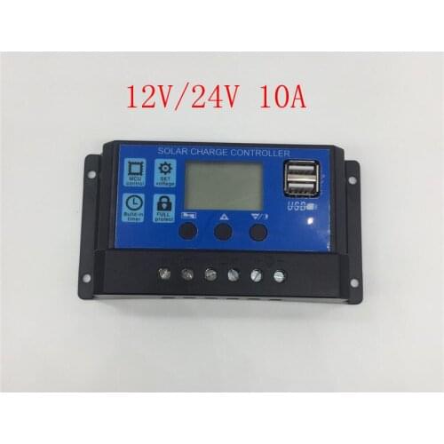 10A 12V24V Auto work Solar Charge Controller with LCD Dual USB Output Solar Cell Panel Charger Regulator Regulated power supply