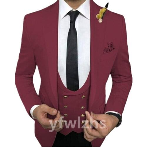 Handsome Groomsmen One Button Notch Lapel Groom Tuxedos Wedding Dress Men Suits Blazer Prom Dinner (Jacket+Pants+Tie+Vest) A834