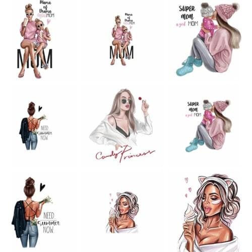 Beautiful Women Patch Iron On Clothes Super Mother Patches Appliques Thermal Transfer Clothing Heat-Sensitive On T-Shirt DIY