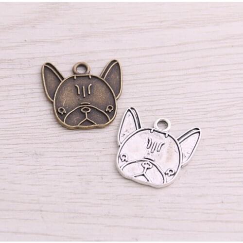 SWEET BELL 20PCS 23*23mm New Product Two Color Lovely Dog Charms Animal Pendant Jewelry Metal Alloy Jewelry Marking