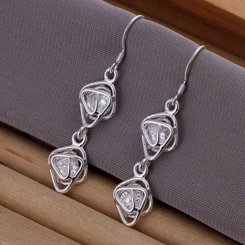 Fashion jewelry Earring For Women, Plated Earrings Inlaid Double Frame Earrings E204 /CEQVINXX OMGFRCCE silver color