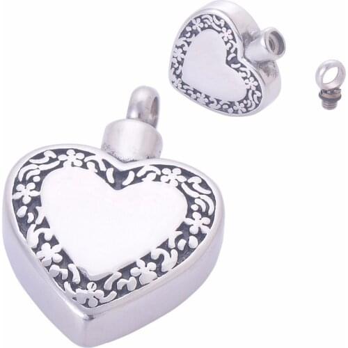 Men Heart Engraved Stainless Steel Jewelry Ashes Urn Cremation Necklace Memorial Keepsake Pendant Waterproof High Quality