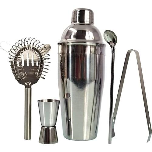 5-Piece Cocktail Shaker Bar Set Stainless Steel Bartender Kit Mixer Drink BrowserKit Bars Set