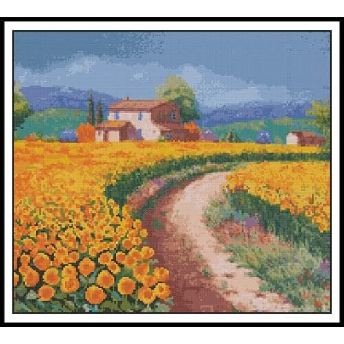 Garden Cottage Cross Stitch Kits Printed Fabric 14CT 11CT Counted Cross-stitch Kit DIY Handmade Needlework Embroidery Set Crafts