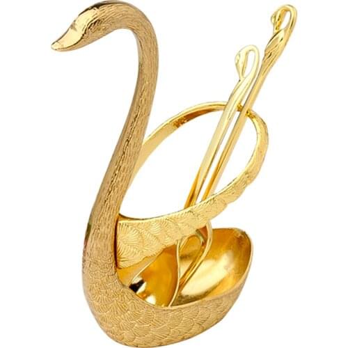 7PCS Creative Stainless Steel Swan Fruit Fork Set Zinc Alloy Swan Kitchen Tool Tableware for Coffee Spoon Forks New Year Gifts