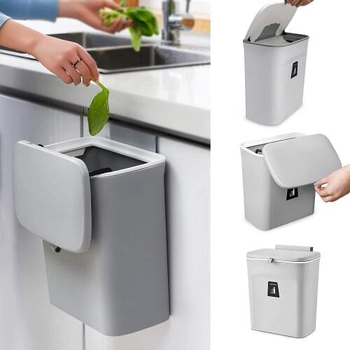 Kitchen Cabinet Door Hanging Trash Garbage Bin Container Waste Bins Kitchen Bathroom Hanging Holders Trash Bin Cleaning Tools