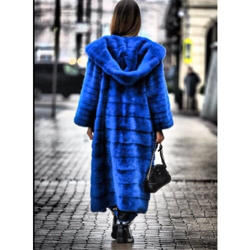 FURSARCAR Mink Coat for Women Long Wrap Coat with Cap Slim Short Winter Thick Warm High Quality Elegant Outerwear Customizable