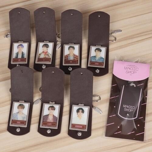 NEW KOREA Kpop Bangtan Boys Magic Shop Same Keychains Creative PU Metal Keyrings Bag Pendant Key Tings Accessories