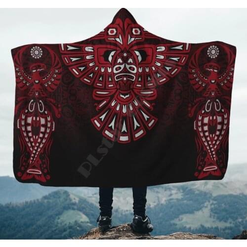 The Spirit Eagle Native 3D All Over Printed Wearable Blanket Adults For Kids Various Types Hooded Blanket Fleece blanket 02