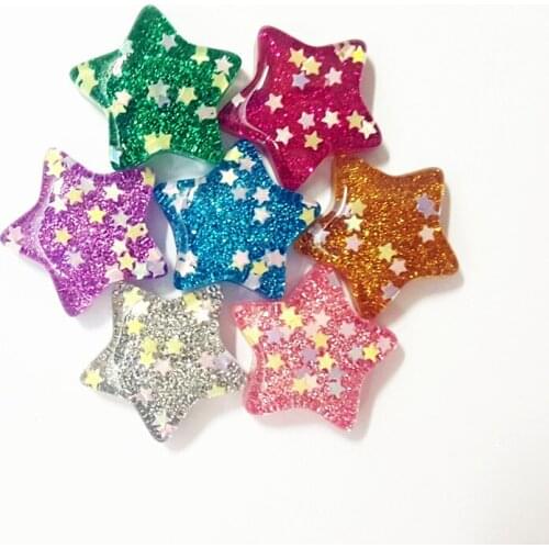 Resin Crafts For Diy Decoration 15pcs Mixed Hot And Lovely Flat Back Resin Cabochons Glitter Star With Pastel Confetti