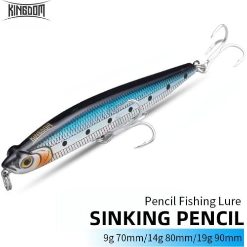 KINGDOM 7504 Sinking Pencil Fishing Lure 9g 70mm 14g 80mm 19g 90mm Artificate Hard Bait Lure Sea Fishing Lure Saltwater Baits