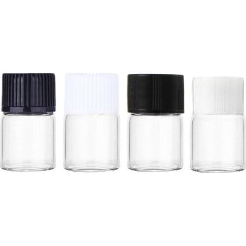 2ML Empty Clear Mini Glass Essential Oil Bottle 2CC Transparent Screw cap Sample Vials Small Cosmetic Bottles 100pcs