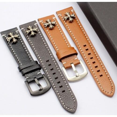 Handmade Genuine Soft Leather Watch Band Leather Strap 20mm 22mm 24mm men Cowhide luxury Watchbands Accessories High Qualit