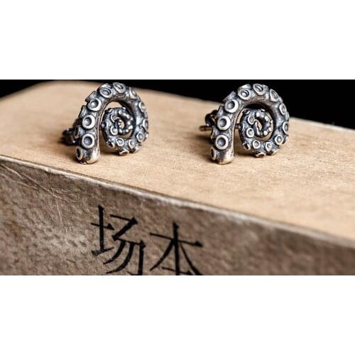925 Sterling Silver Octopus Claw Stud Earrings Women Men Earrings Vintage Party Wedding Jewelry for Girls Women Jewelry Gothic