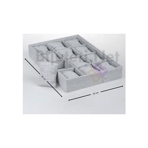 12'li Plain Linen Fabric Padded Table