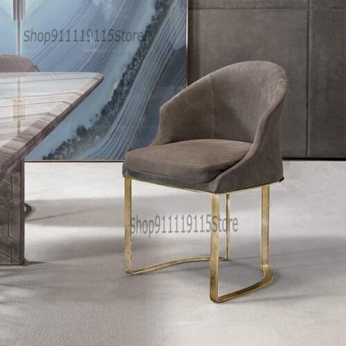 Light Luxury Dining Table Dining Chair Postmodern Simple Nordic Metal Back Leather Chair Stool Coffee Shop Hotel Restaurant Home