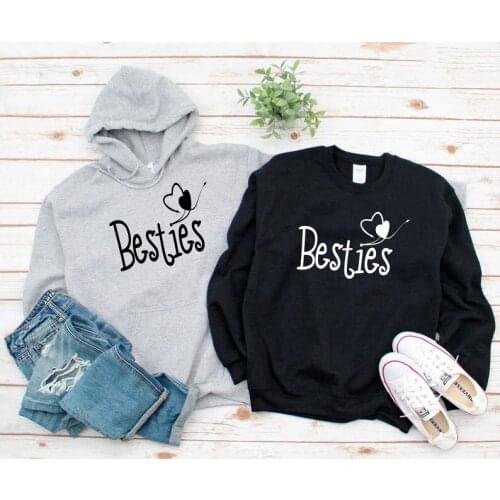 Sugarbaby Besties Hoodies Best Friend Sweatshirt BFF Hoody Matching Friend Sweater Sister Cotton Couple Sweatshirt Drop Ship