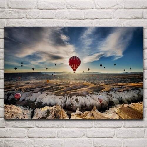 Turkey rocks sunset evening Air balloons tour fan living room home art decor print wood frame fabric posters KN660