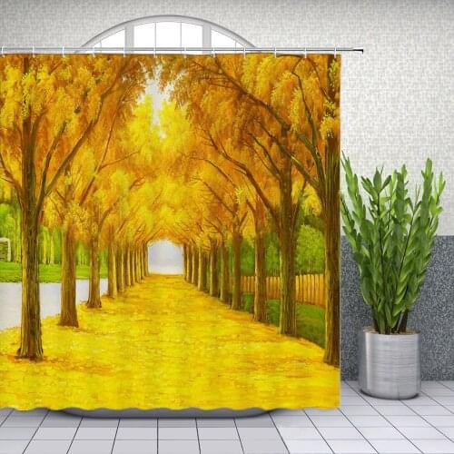 Waterfall Scenery Shower Curtains Creative Design Watercolor Pattern Print Bathroom Decor Home Bathtub Polyester Curtain Set