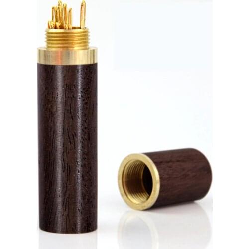 1pc DIY Wooden Box Threading Sewing Needle Case Storage Embroidery Knitting Needles Tube Shaped Tool Needle Storage Container