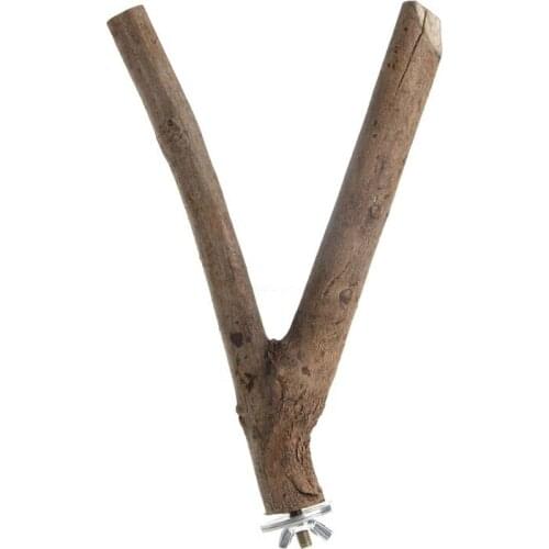 GGATC 2020 1Pc Pet Parrot Raw Wood Fork Stand Rack Toy Hamster Branch Perches For Bird Cage