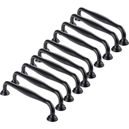 10Pcs Black Kitchen Cabinet Door Handles Drawer Bedroom Pull Center Distance128mm