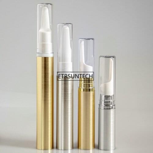 100pcs 5ml/10ml gold silver eye cream vacuum flask AS plastic Airless Pump Eye cream bottle Cream emulsion bottle F3804
