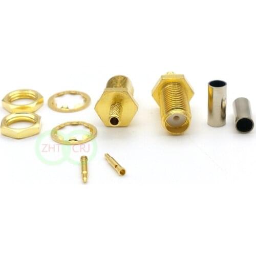 1000PCS copper RP SMA Female Crimp adapter for Coaxial RG316 RG174 cable