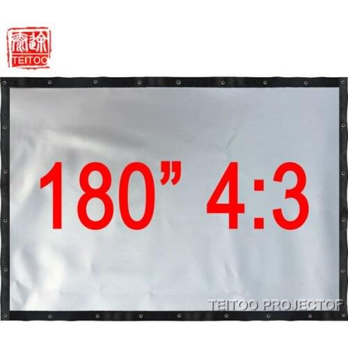 180 Inches 4:3 Metal PVC Material Professional 3D Silver Projection Screen Curtains Film for Multimedia LED HD Home Projectors