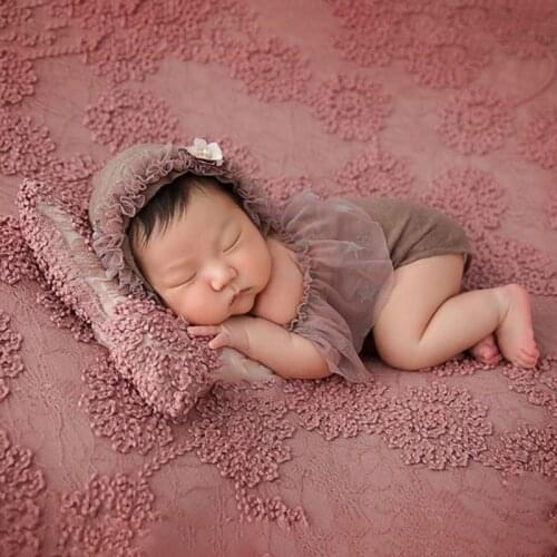 2020 2 Pcs/set Newborn Baby Photo Props Girls Lace Outfits Wraps Hat Set Infants Photography Accessories Mini Pillow Prop