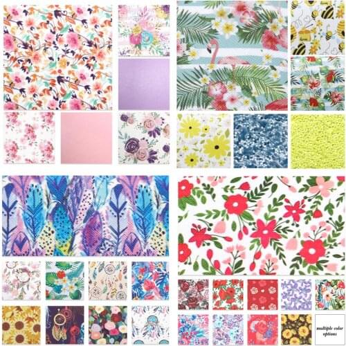 20*33cm Floral Faux Synthetic Leather Set Fabric For Bows Leather Crafts DIY Handmade Material,1Yc20502