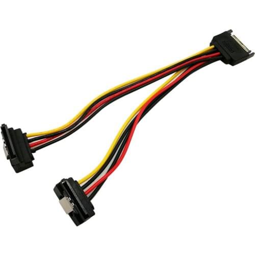 20cm SATA 15-Pin Male To 2 X 15P Female 90 Degree Y Cable-ZHAO Power Adapter Splitter E2E8