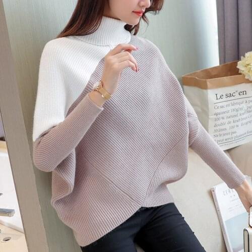 2019 Female winter sweater loose turtleneck sweater 2018 irregular Korean female backing sweater coat thick