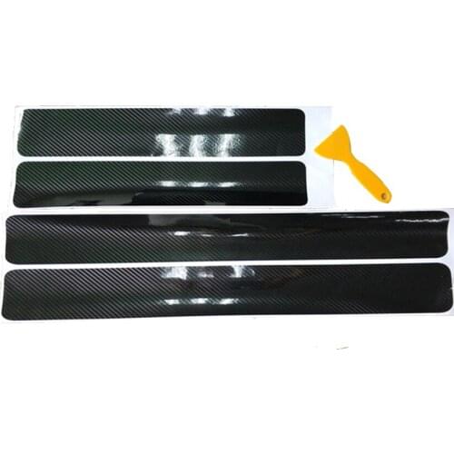 4x Universal Accessories Carbon Fiber Color Car Scuff Plate Door Sill 5D Sticker Panel Protector Auto Decoration Material