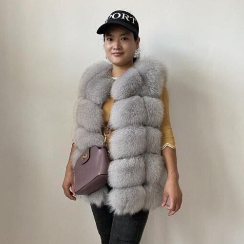 BEIZIRU Real Silver Fox Raccoon Short Vest Long 68cm Warm Winter Natural Woman Thick Waistcoat True High Quality