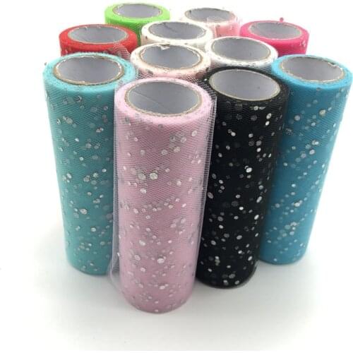 Glitter Sequin Tulle Roll 10 Yards 15cm Organza Laser Crafts Tutu Fabric Wedding Decoration White Tulle Birthday Party Supplies