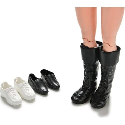 4Pairs Mini Plastic Shoes High Boots for 12inch Doll Boyfriend Accessory Toy